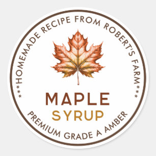Maple syrup homemade recipe classic round sticker