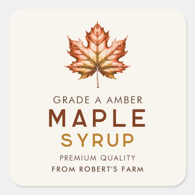 Maple syrup homemade recipe square sticker (Front)
