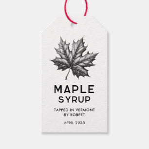 Maple syrup homemade recipe with leaves gift tags