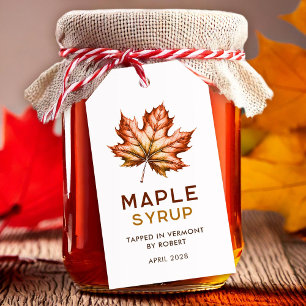Maple syrup homemade recipe with leaves gift tags