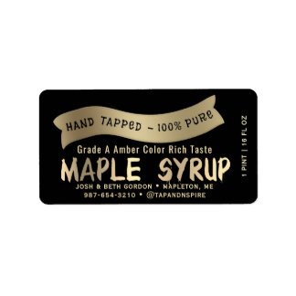 Maple Syrup Jar Tag with Metallic Gold Drip Font