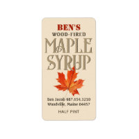 Maple Syrup Jug Label Ivory with Orange Leaf