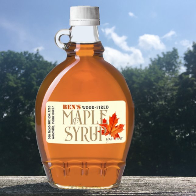Maple Syrup Jug Label Ivory with Orange Leaf (Creator Uploaded)