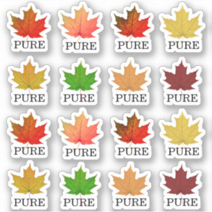 Maple Syrup Jug Toppers Maple Leaf PURE Sticker