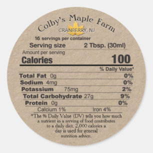 Maple Syrup Kraft Nutrition Facts Label Leaf