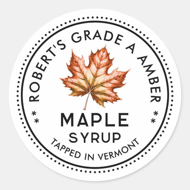Maple syrup label for homemade recipe (Front)