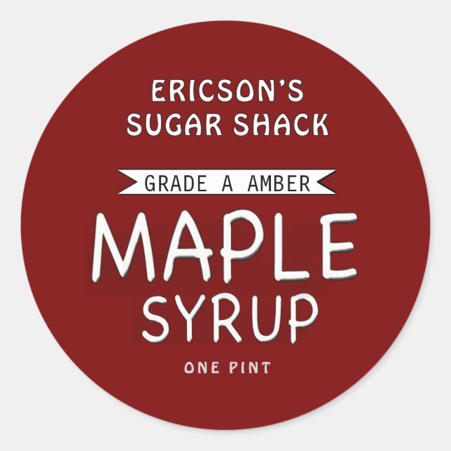 MAPLE SYRUP LABEL RED WITH BANNER (Front)
