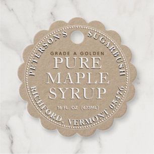 Maple Syrup Label Tag (Kraft White Scalloped)