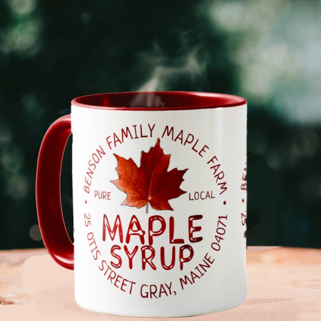 Maple Syrup Label with Red Sugar Maple Leaf Mug (Creator Uploaded)