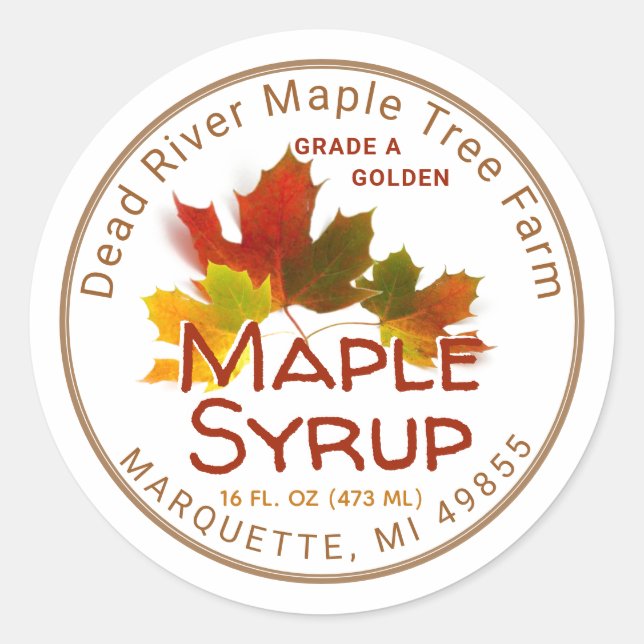 Maple Syrup Maple Leaf Trio Editable Label (Front)