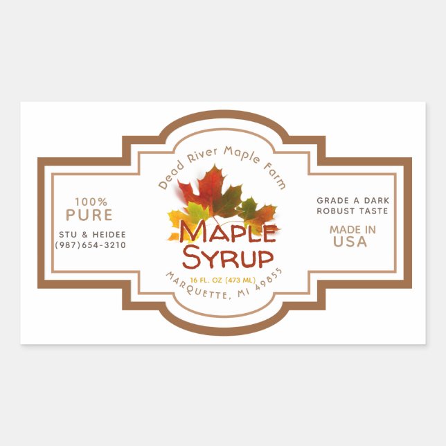Maple Syrup Maple Leaf Trio Old Style Label (Front)