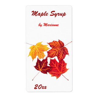Maple syrup - maple leaves canning label