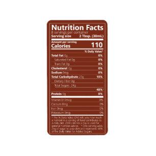Maple Syrup Nutrition Facts Chestnut Brown Labels