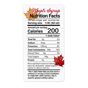 Maple Syrup Nutrition Facts with Leaves
