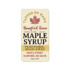 Maple Syrup on Address or Shipping Label Red Leaf