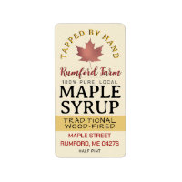 Maple Syrup on Address or Shipping Label Red Leaf