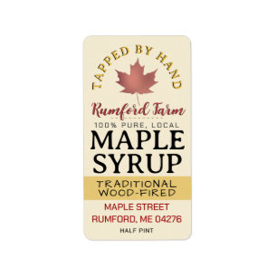 Maple Syrup on Address or Shipping Label Red Leaf