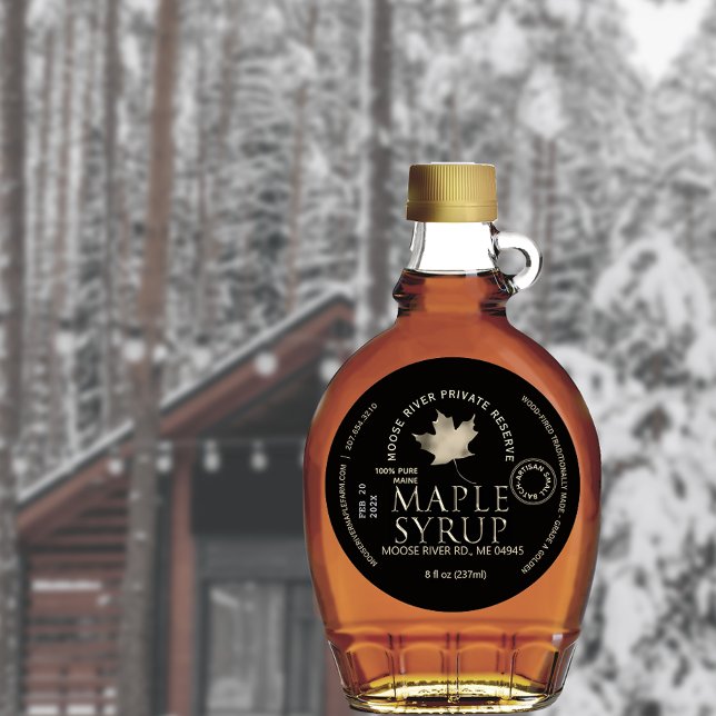 MAPLE SYRUP Private Reserve Gold Leaf Harvest Date Classic Round Sticker (Creator Uploaded)