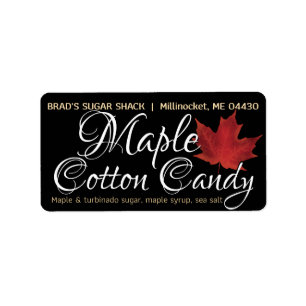 Maple Syrup Product Candy Label Black Red Leaf