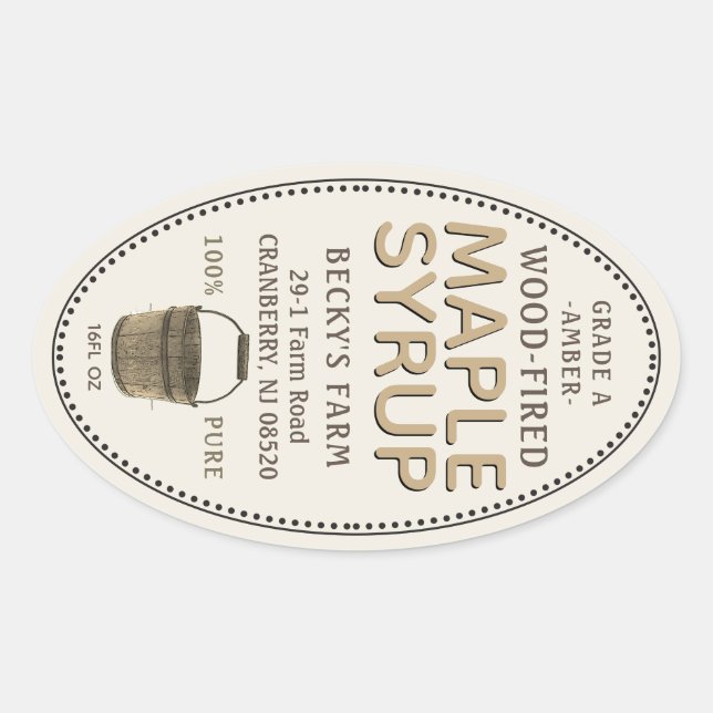 Maple Syrup Sap Bucket Border Oval Sticker (Front)