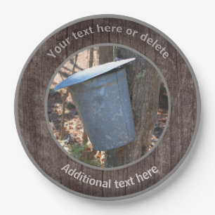 Maple Syrup Sap Bucket Nature Personalized Party Paper Plate