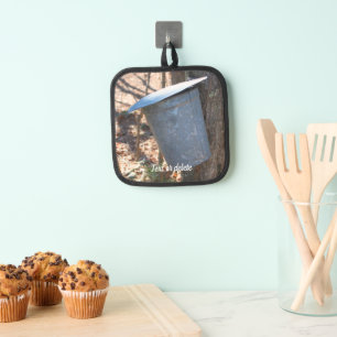 Maple Syrup Sap Bucket On Tree Personalised Pot Holder