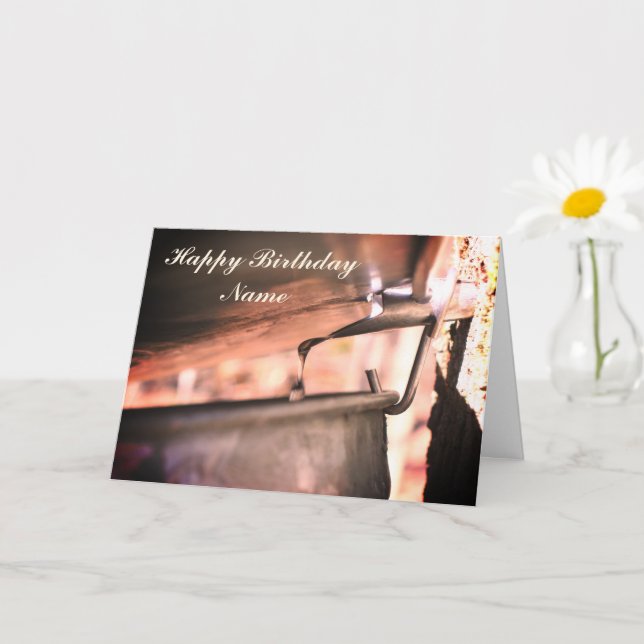 Maple Syrup Sap Running Personalised Birthday Card (Small Plant)