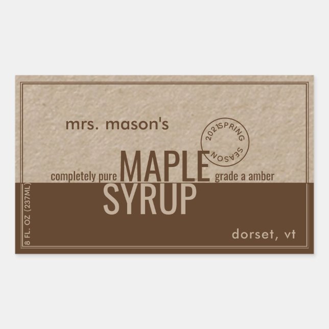 MAPLE SYRUP SPRING SEASON KRAFT and BROWN LABEL (Front)