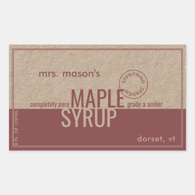 Maple Syrup Spring Season Kraft Label (Front)