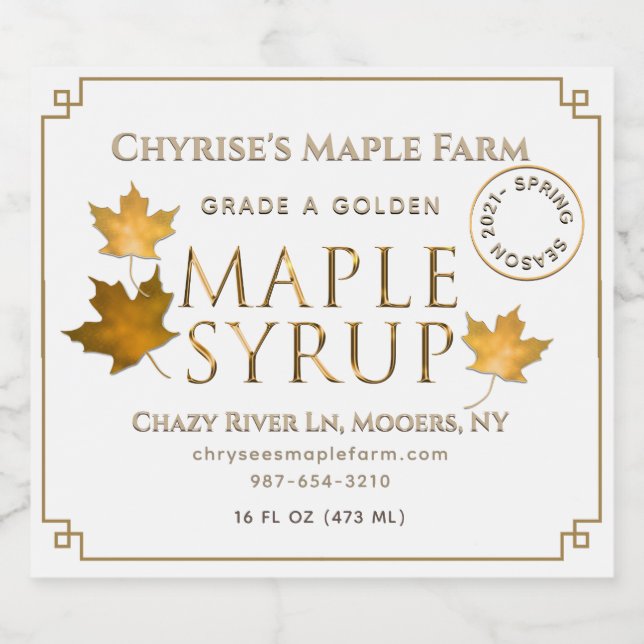 Maple Syrup Spring Season Medallion and Year Label (Single Label)