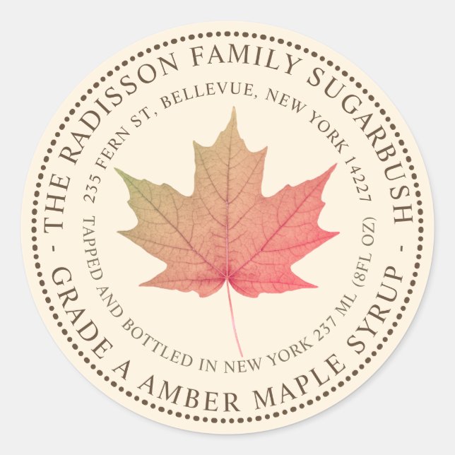 MAPLE SYRUP STATE NAME LABEL IVORY (Front)