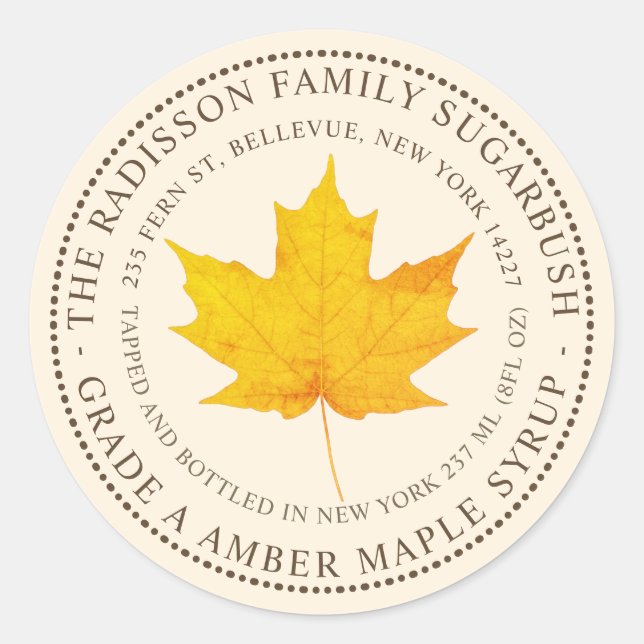 MAPLE SYRUP STATE NAME LABEL IVORY (Front)