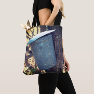 Maple Syrup Sugar Sap Bucket On Tree Tote Bag