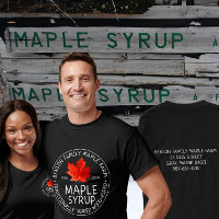 Maple Syrup T-shirt Chalkboard Text Red leaf Black