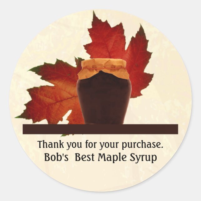 Maple Syrup Thank You Round Small Sticker (Front)