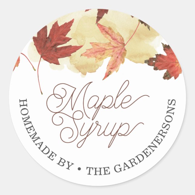 Maple Syrup Watercolor Classic Round Sticker (Front)