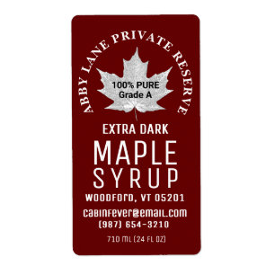 Maple Syrup White Leaf Red Shipping Label Size