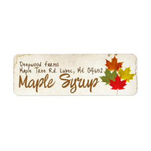 Maple Syrup with Colourful Leaves Plastic Jug Labe