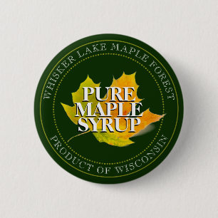 Maple Syrup Yellow Sugar Maple Leaf Editable Green 6 Cm Round Badge