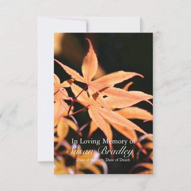 Maple Tree 2 Celebration of Life Memorial service Invitation (Front)