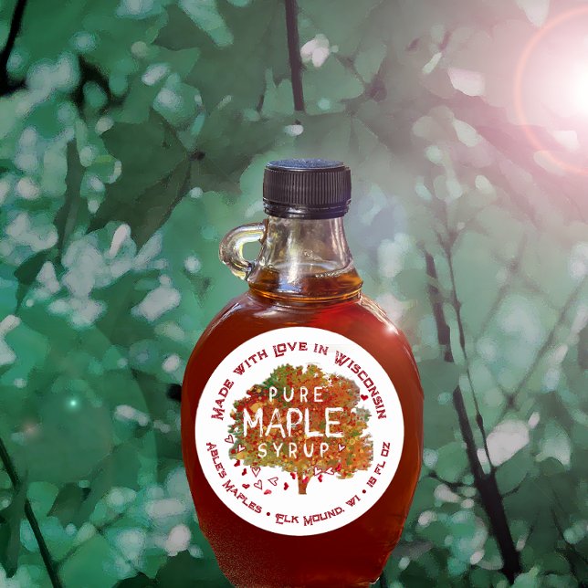 Maple Tree and hearts Made with love in Your State Classic Round Sticker (Creator Uploaded)