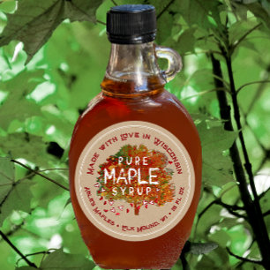 Maple Tree Hearts Made with Love Your State Kraft Classic Round Sticker