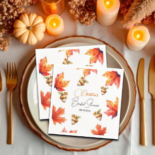 Maple Tree Leaves and Acorns Bridal Shower Napkin