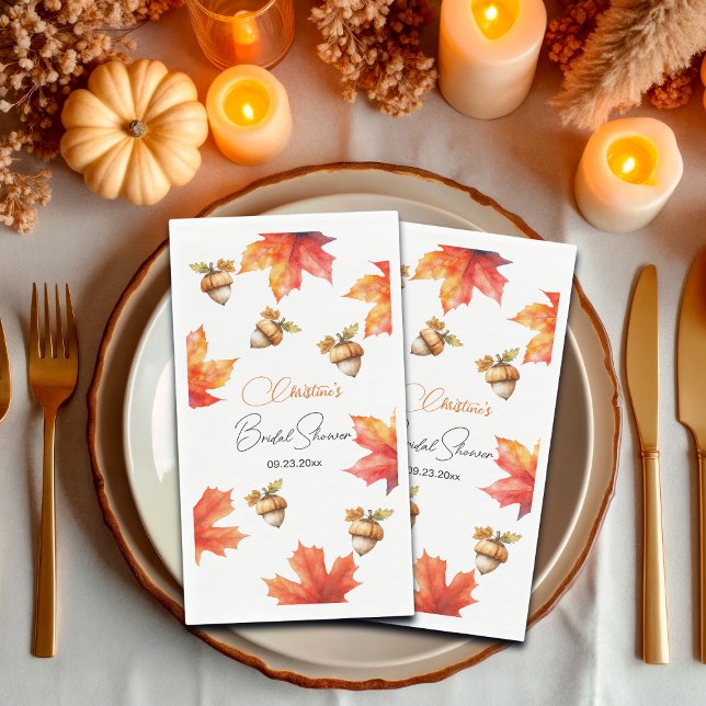 Maple Tree Leaves and Acorns Bridal Shower Napkin (Creator Uploaded)