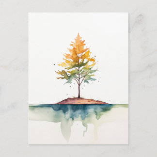 Maple Tree simple Watercolor Postcard