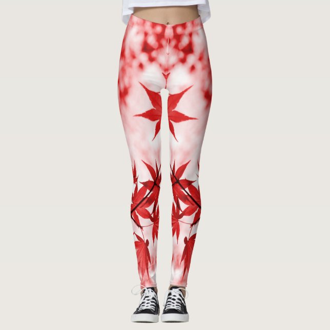 Maple Trees Leaves Design  Leggings (Front)