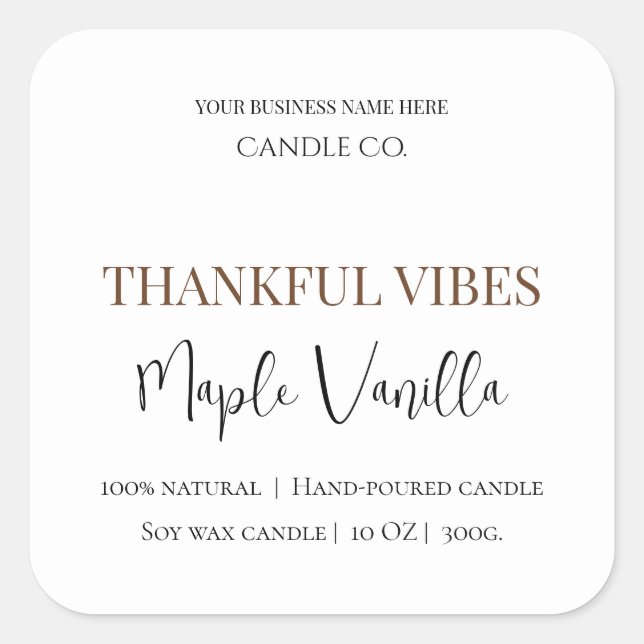 Maple Vanilla | Elegant Fall Soy Candle Label (Front)