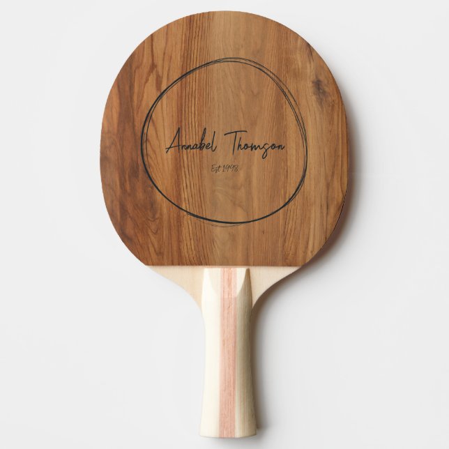 Maple Wood Name in Drawn Circle BK Ping Pong Paddle (Front)