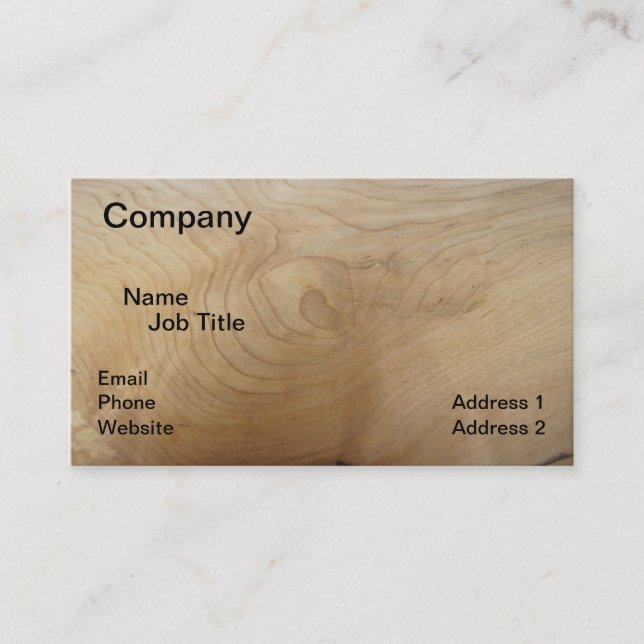 Maple Wood Print Business Cards, 3.5" x 2.0" Business Card (Front)