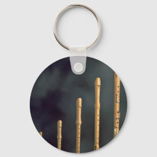 Maple wood recorders, wind instruments key ring